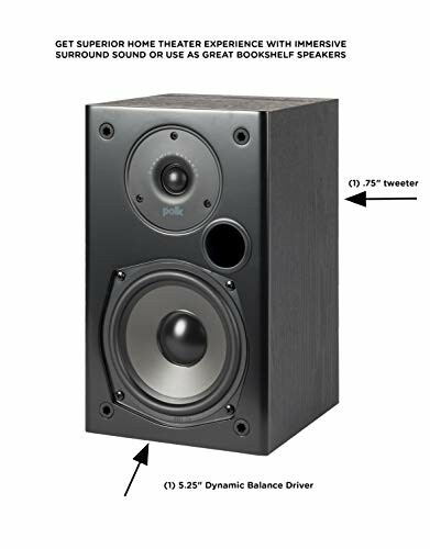 Polk bookshelf speaker with tweeter and dynamic balance driver.